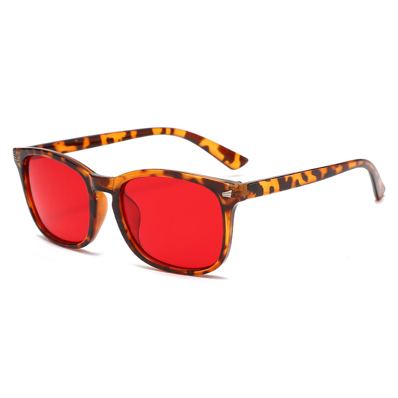 Lunettes de soleil à la mode à cadre carré de protection UV Lensed rouge