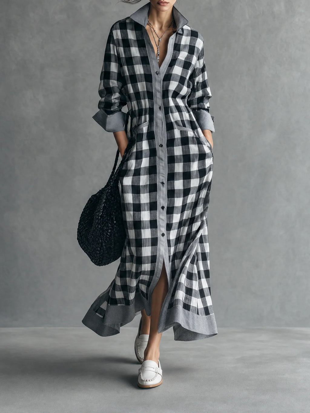 Robe de chemise à manches longues pour femmes