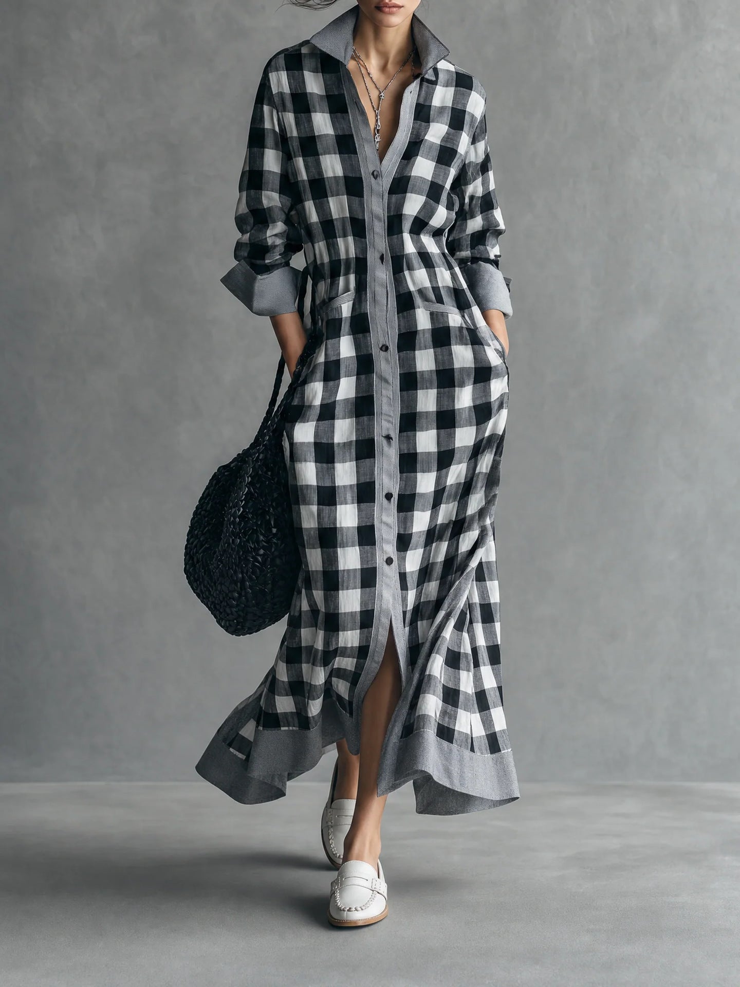 Robe de chemise à manches longues pour femmes