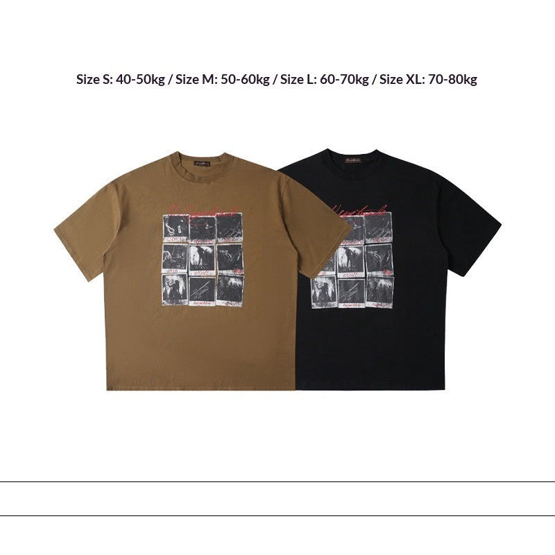 T-Shirt à manches courtes personnalisé à impression à neuf manches courtes Hommes Encolure décontractée en haut
