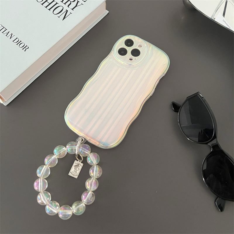Laser Wave Silicone boîtier de téléphone Gradient Laser bandes boîtier bracelet pour 14 13 12 11 Pro Ma