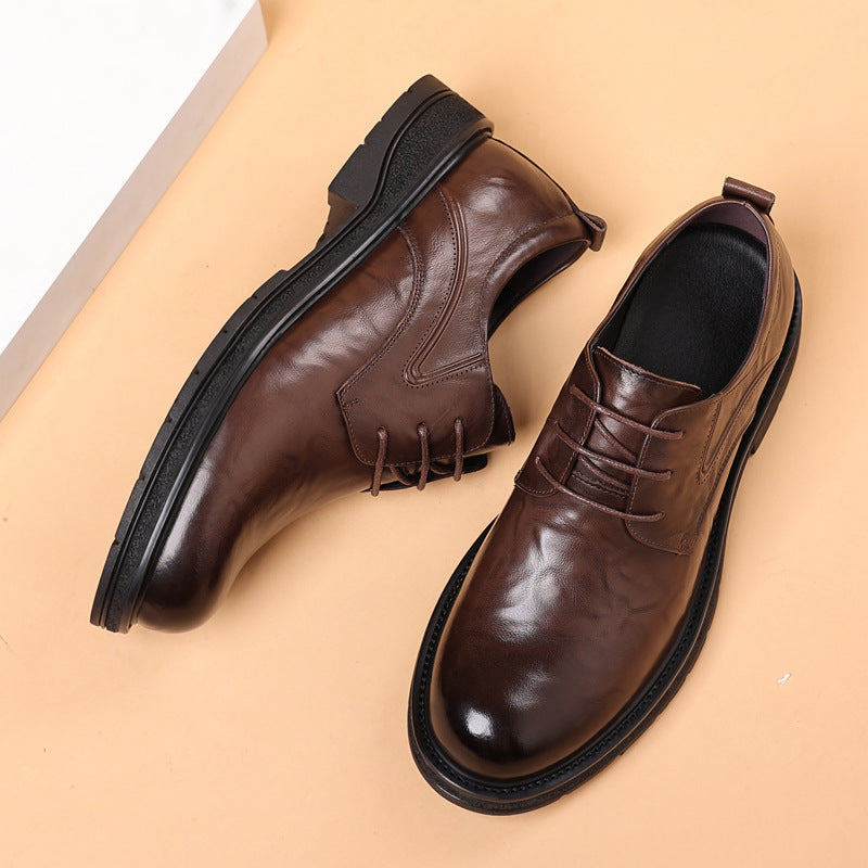 Chaussures en cuir pour hommes Cuir véritable Casual Business formel respirant avec des semelles épaisses