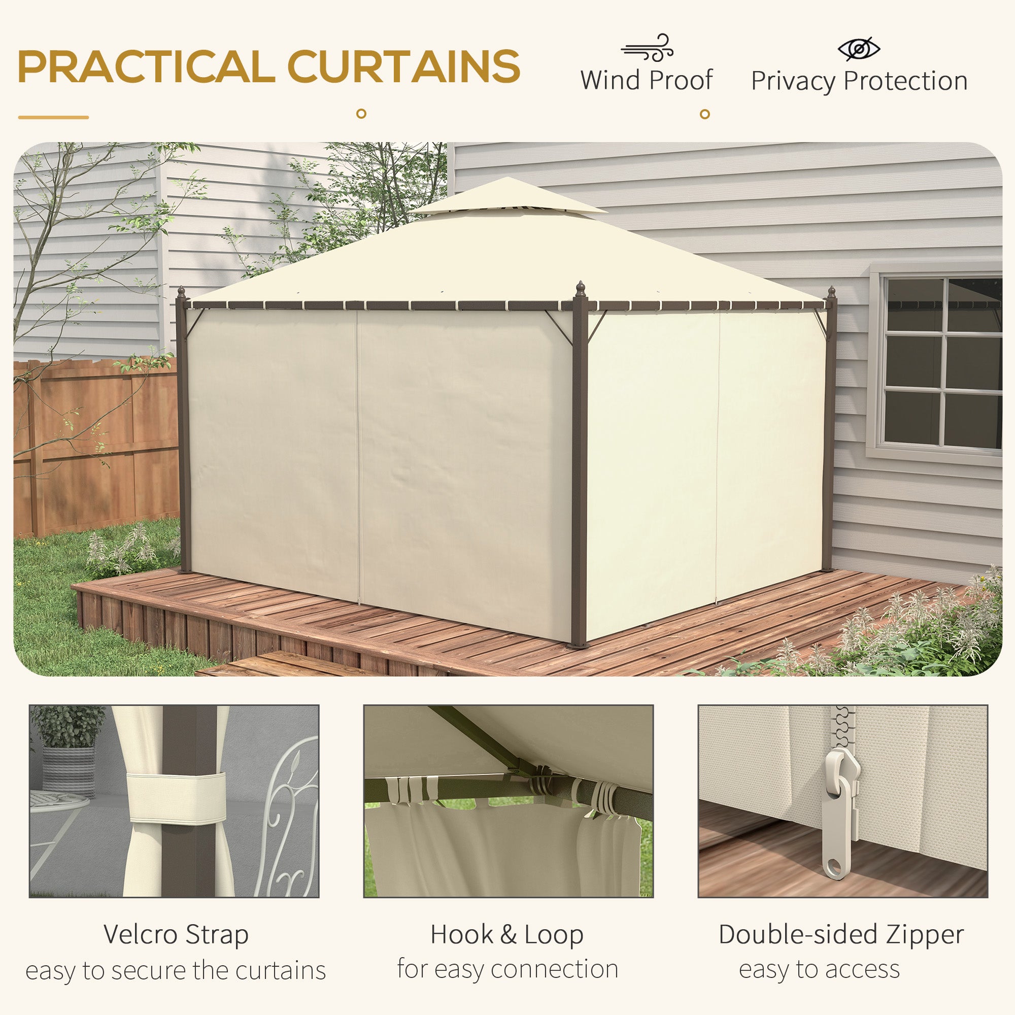 10 x 12 Patio extérieur Gazebo avec rideaux