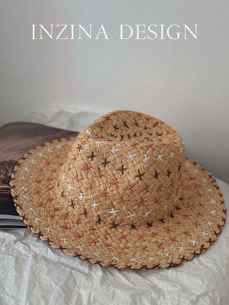 Rétro Personnalité Western Cowboy Style Chapeau de paille