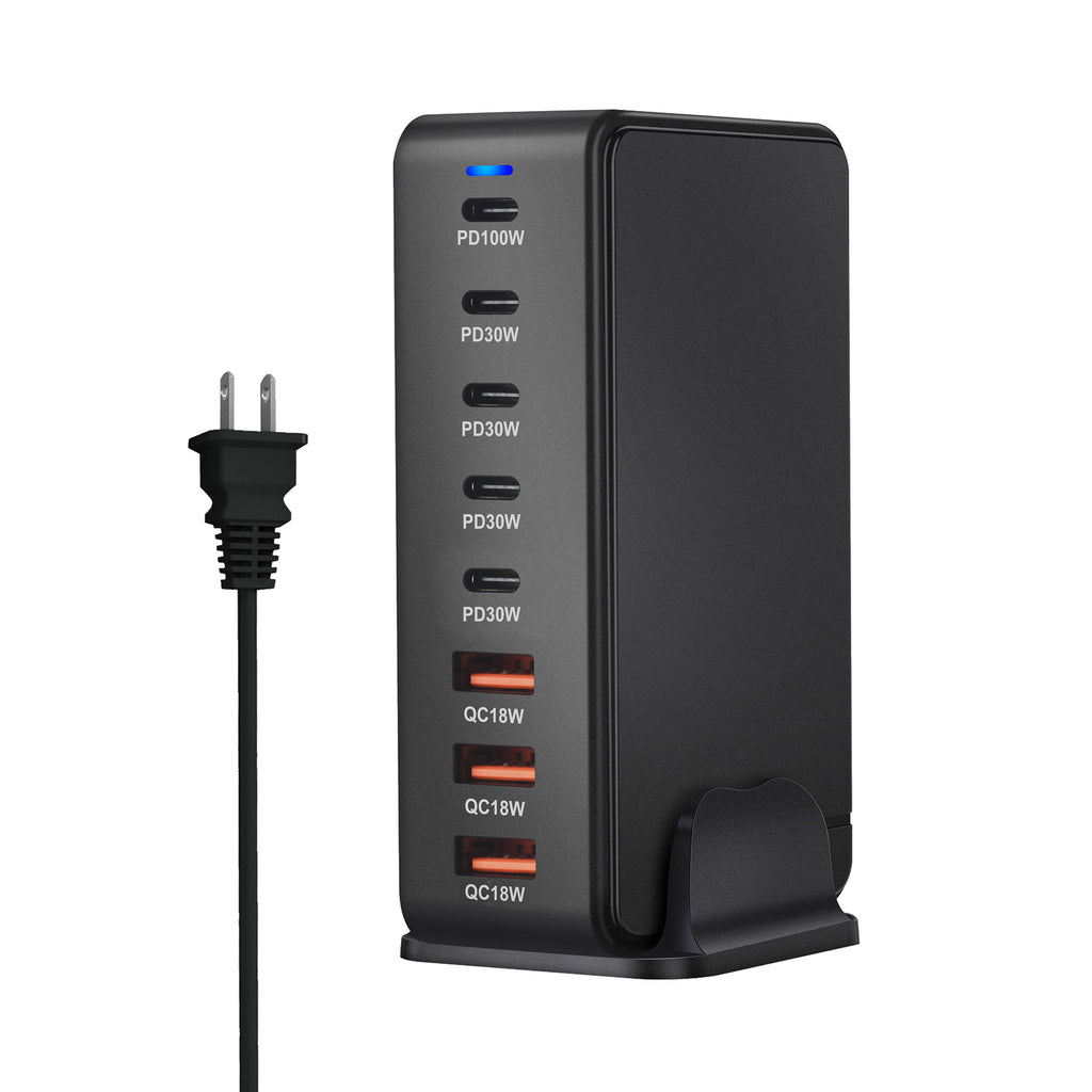 268W Gallium Nitride PD Chargeur de bureau multifonctionnel 5 C3A Adaptateur 8 ports