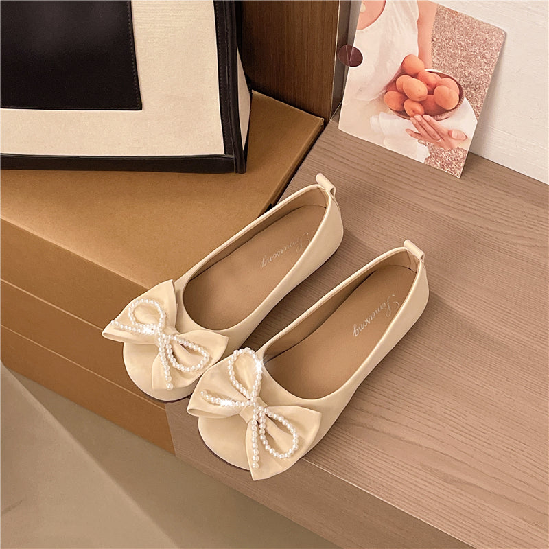 Style coréen Femmes Suede Bow Slip-On Moccasins