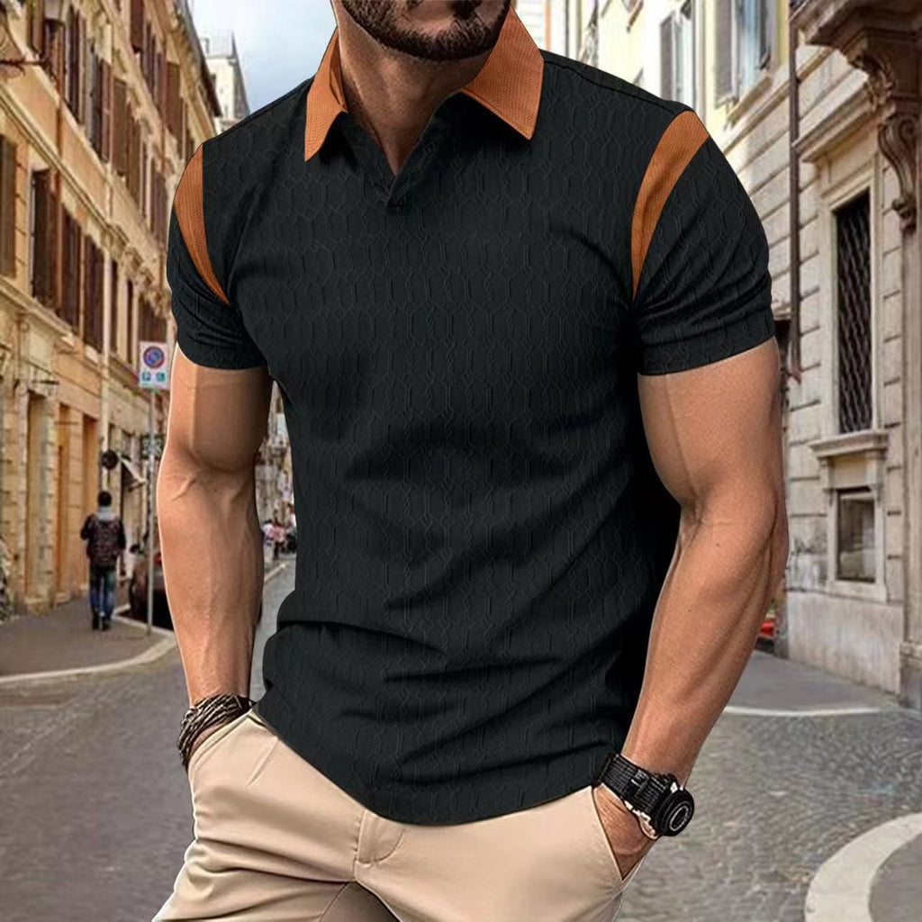Chemise polo de couleur solide Jacquard pour homme