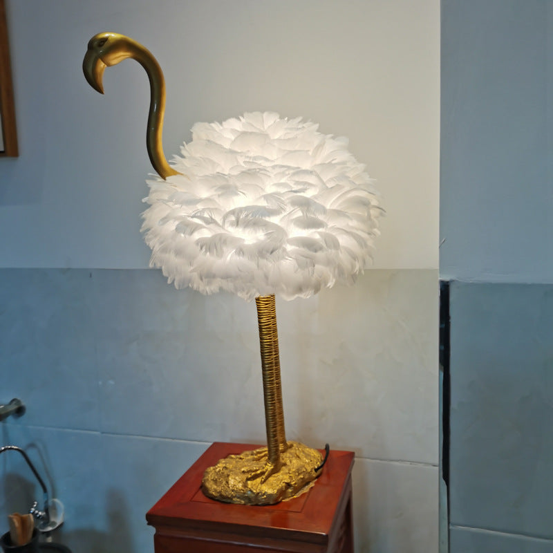 Lampe de table à plumes nordique