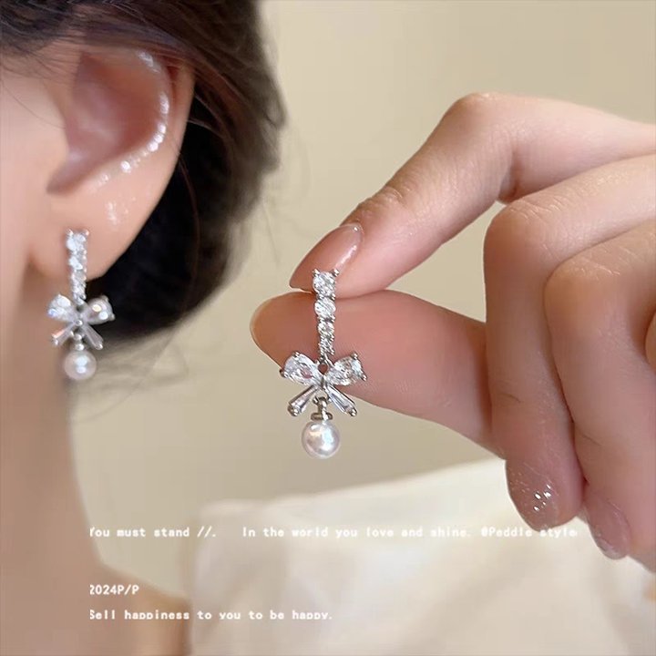 925 Boucles d'oreilles de fleur de coquille d'aiguille en argent 925
