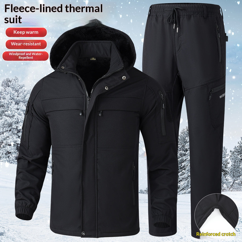 Veste et pantalons de brise-vent doublés de polaire pour hommes