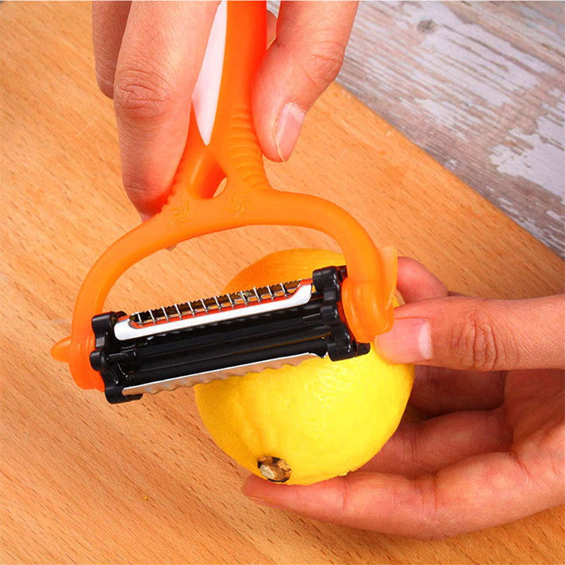3-en-1 Rotary Vegetable Peeler Julienne Slicer Outil de cuisine Acier inoxydable Fruit Peeler