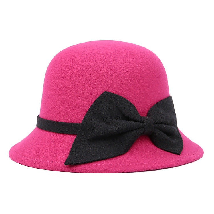 Chapeau de Bowler Fashionable et Élégant Femmes avec une Bow rayée