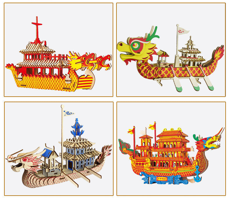 Jouets décoratifs du modèle en bois Pirate Ship assemblé