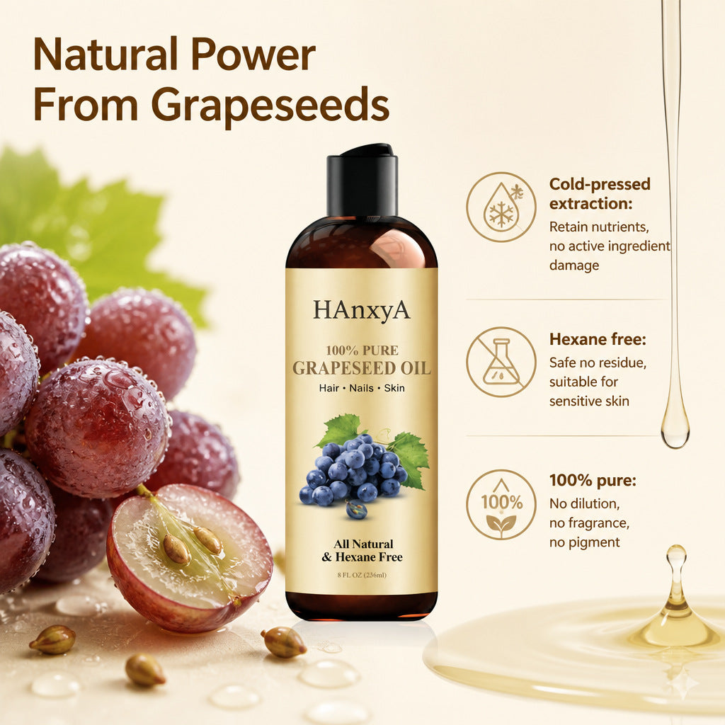 Huile essentielle de soins capillaires de massage des graines de raisin