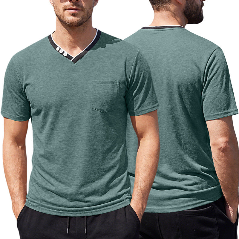 T-shirt à manches courtes Henry V-neck Hommes
