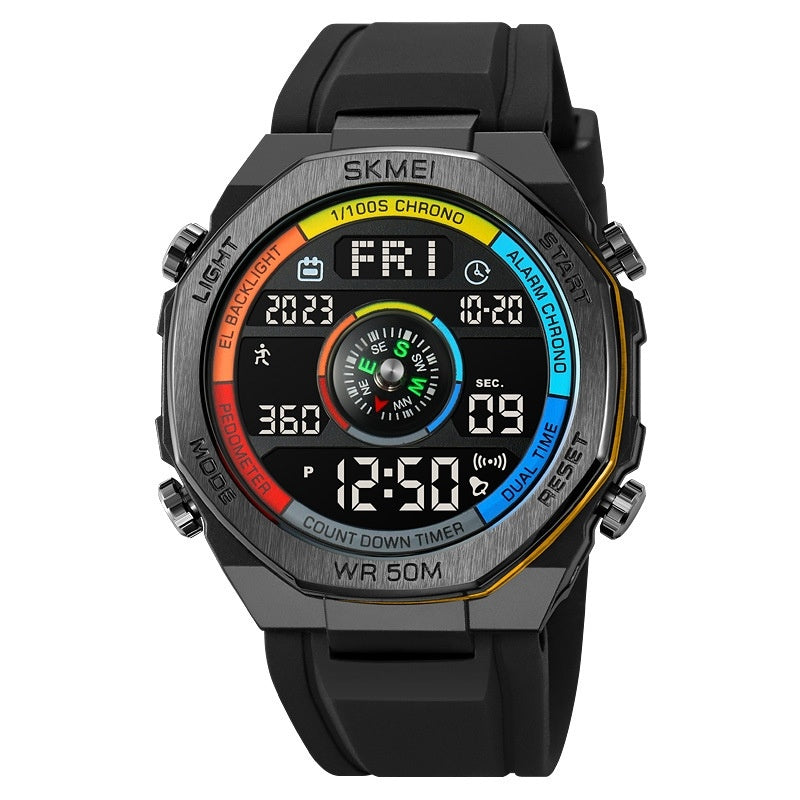 Electronic Compass Watch Student Outdoor Sports Trendy Luminous Alarm