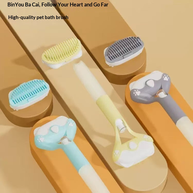 3 en 1 Outil de grooming pour animaux de compagnie Un pinceau de nettoyage avec bouton poussoir Conception