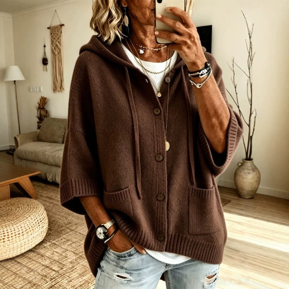 Cardigan à capuchon à manches longues pour femmes