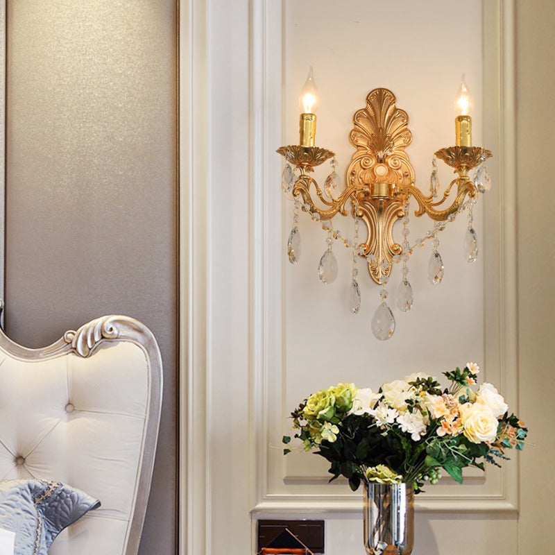 Salle de séjour Golden Crystal Wall Sconces Villa Hôtel Hallway Corridor Décorative Wall Light