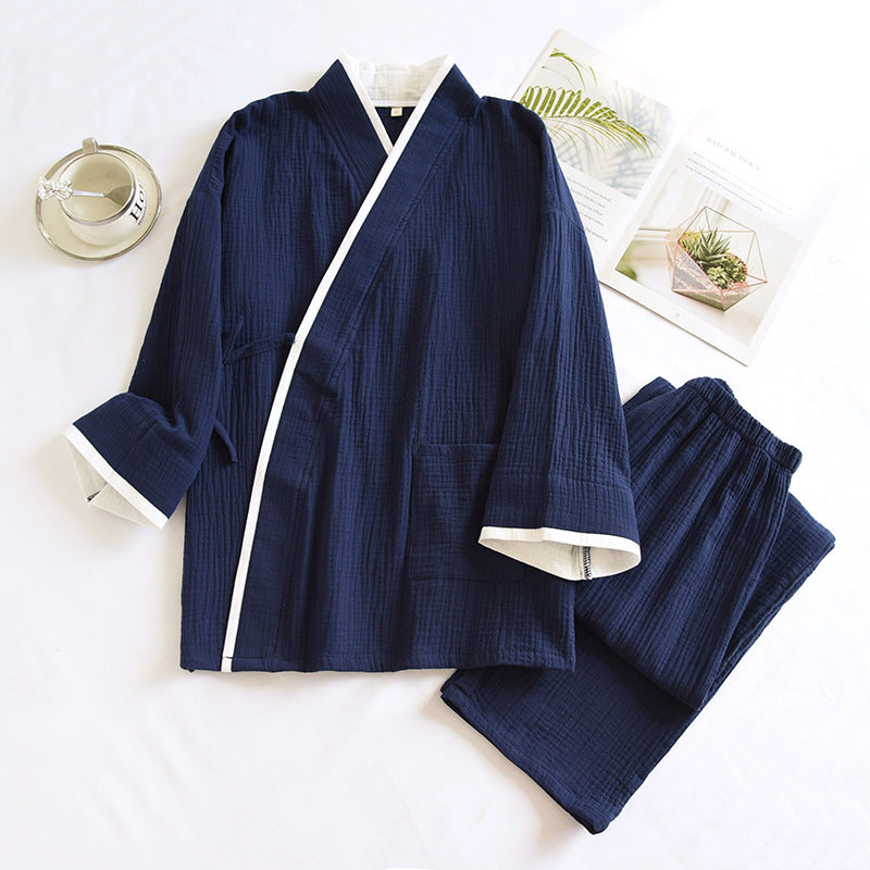 Hommes Kimono Hanfu Pure Cotton Gauze Pajama Set