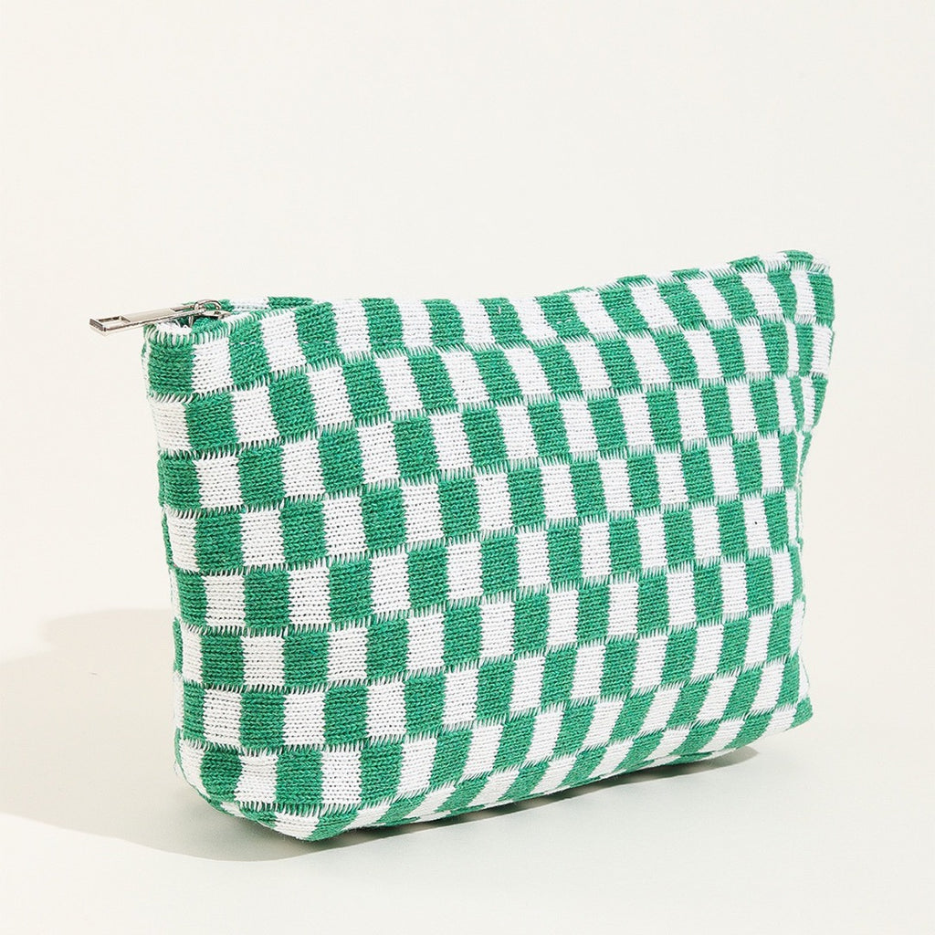 Sac de maquillage de tableau de vérification de fils de grande capacité