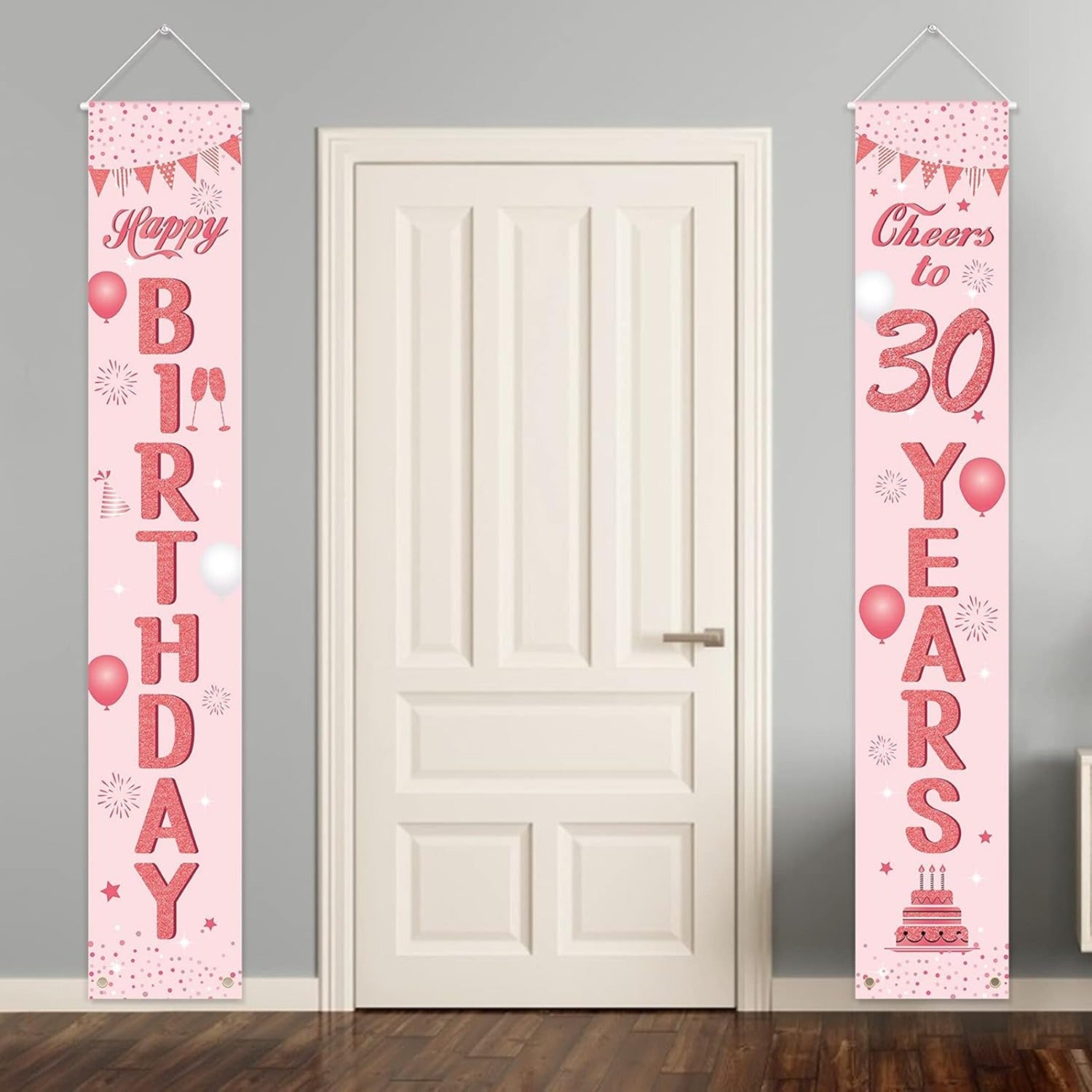Ensemble de 2 décorations de portes pour 30 ans en or rose