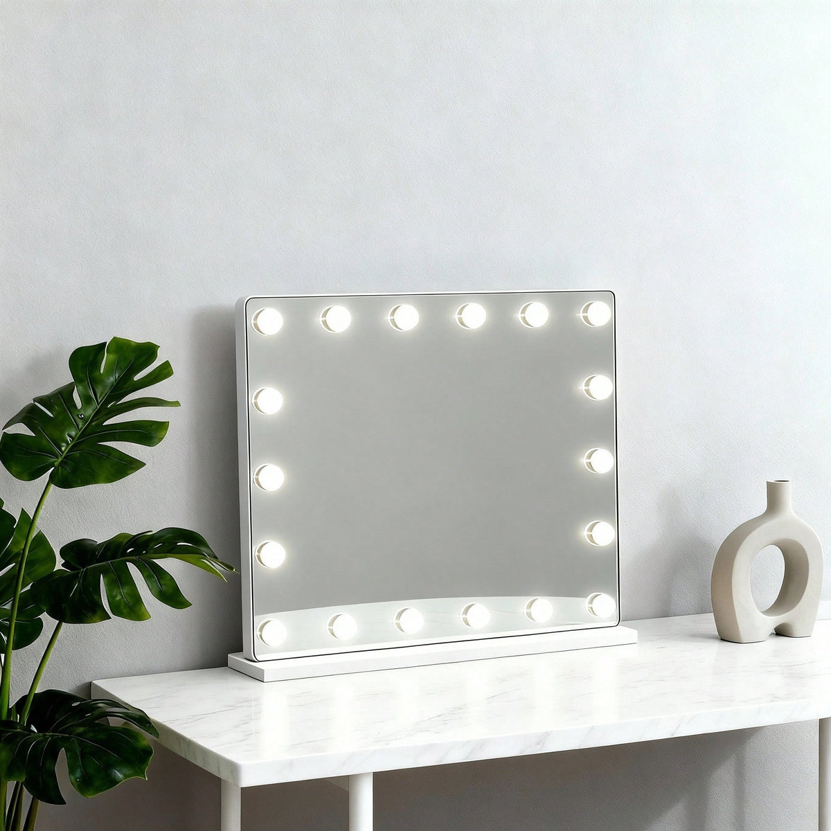 Miroir LED Vanity avec 15 ampoules - Multi Color Lighting Miroir de maquillage rechargeable pour la maison