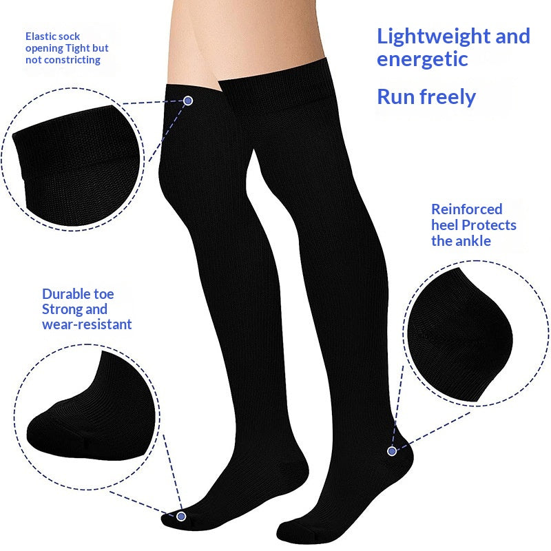 Longueur prolongée Chaussettes sur le genou Bas de compression athlétique Pied antidérapant haut G
