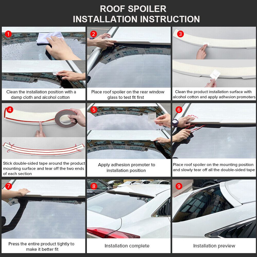 Pour 22-23 Civic Pour 22-23 Civic 4Dr Style Carbon Fibre impression Toit Spoiler ABS