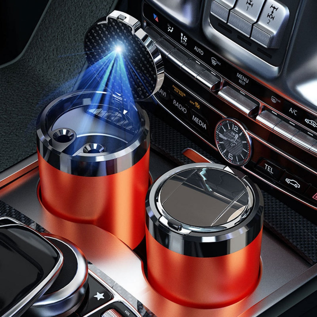 Cendrier de voiture, Linge de céramique, Incendie, Couvercle auto-ouvert, LED, amovible