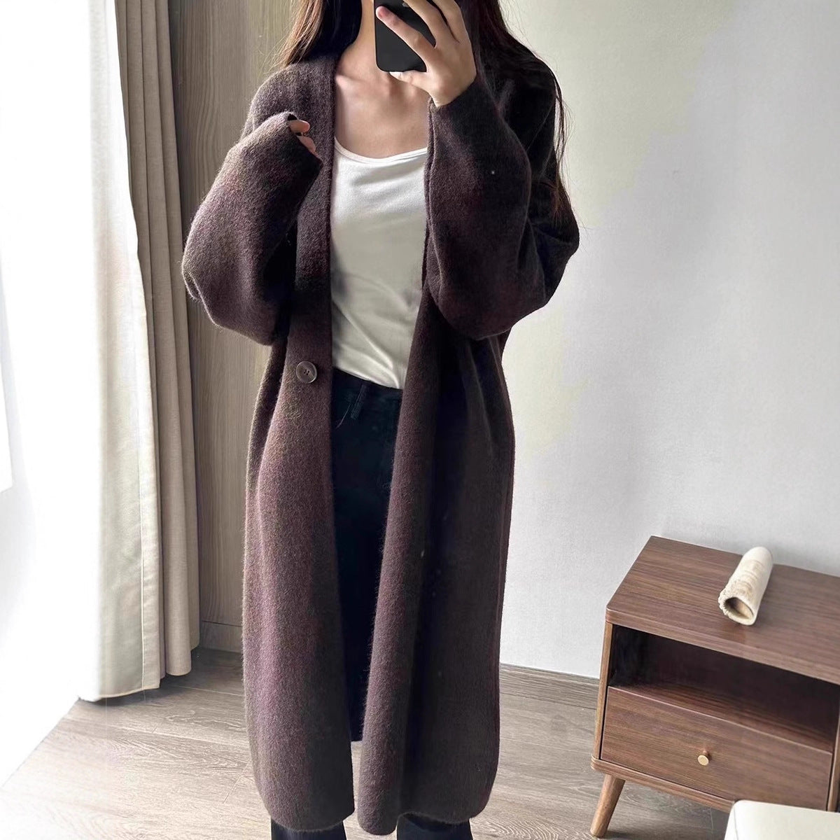 Couvercle de cardigan à maille simple à un bouton