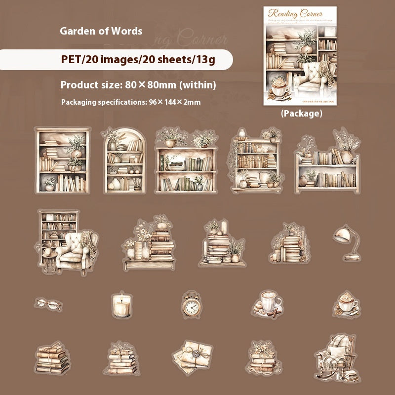 Beau livre de jour paysage PET Stickers Lecture Petit Coin Série 6 Types Choisir 20