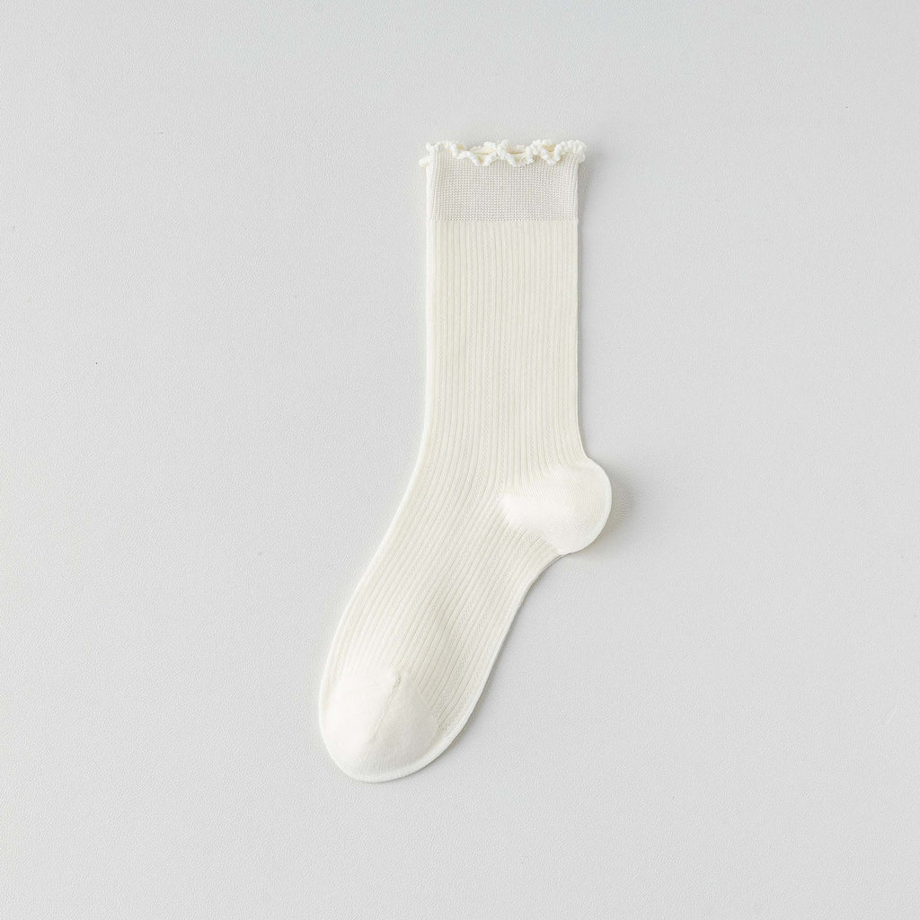 Femmes Chaussettes Solide Couleur Mid-calf Longueur Été Style mince Coton pur