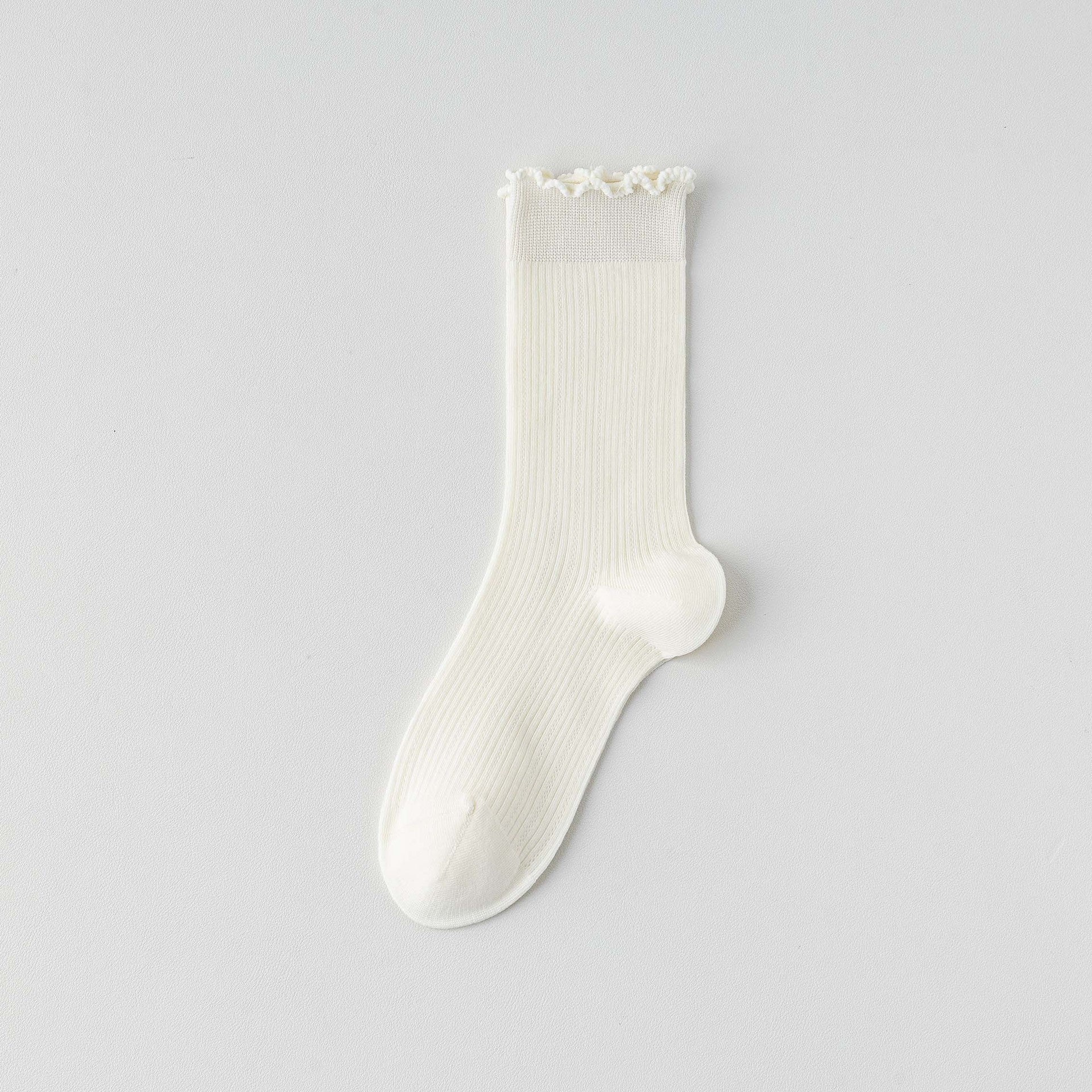 Femmes Chaussettes Solide Couleur Mid-calf Longueur Été Style mince Coton pur
