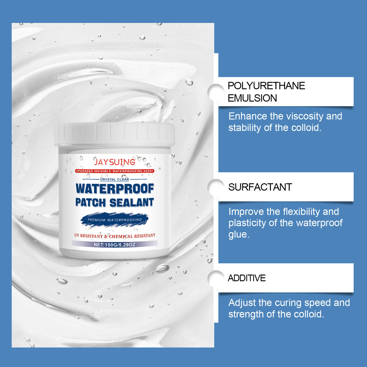JAYSUING transparent waterproof adhesive for bathroom tiles and roofs - Seal and prevent leaks
