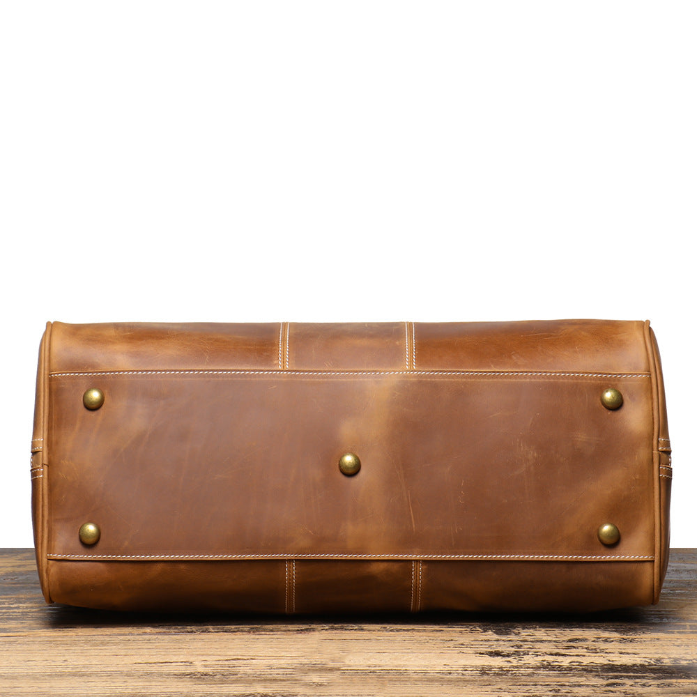 Sac de voyage portable en cuir véritable pour hommes rétro