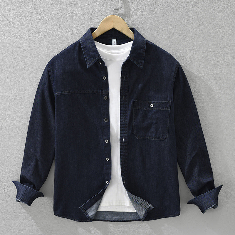 Chemise Denim Vintage à manches longues de style japonais pour hommes