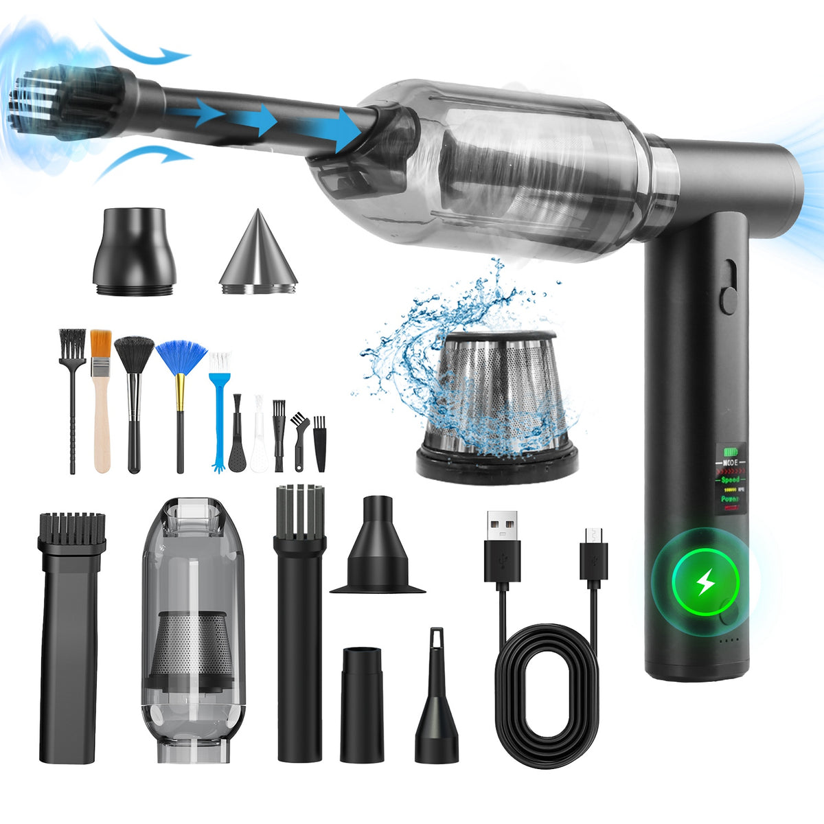 Moteur à air comprimé de type Pro sans brosse 130000RPM Vitesse variable sans marche 1WmAh Bat