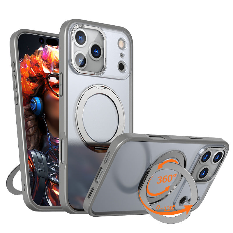 Coque de téléphone pivotant en orange avec support rotatif magnétique à 360 degrés et une peau mate comme F