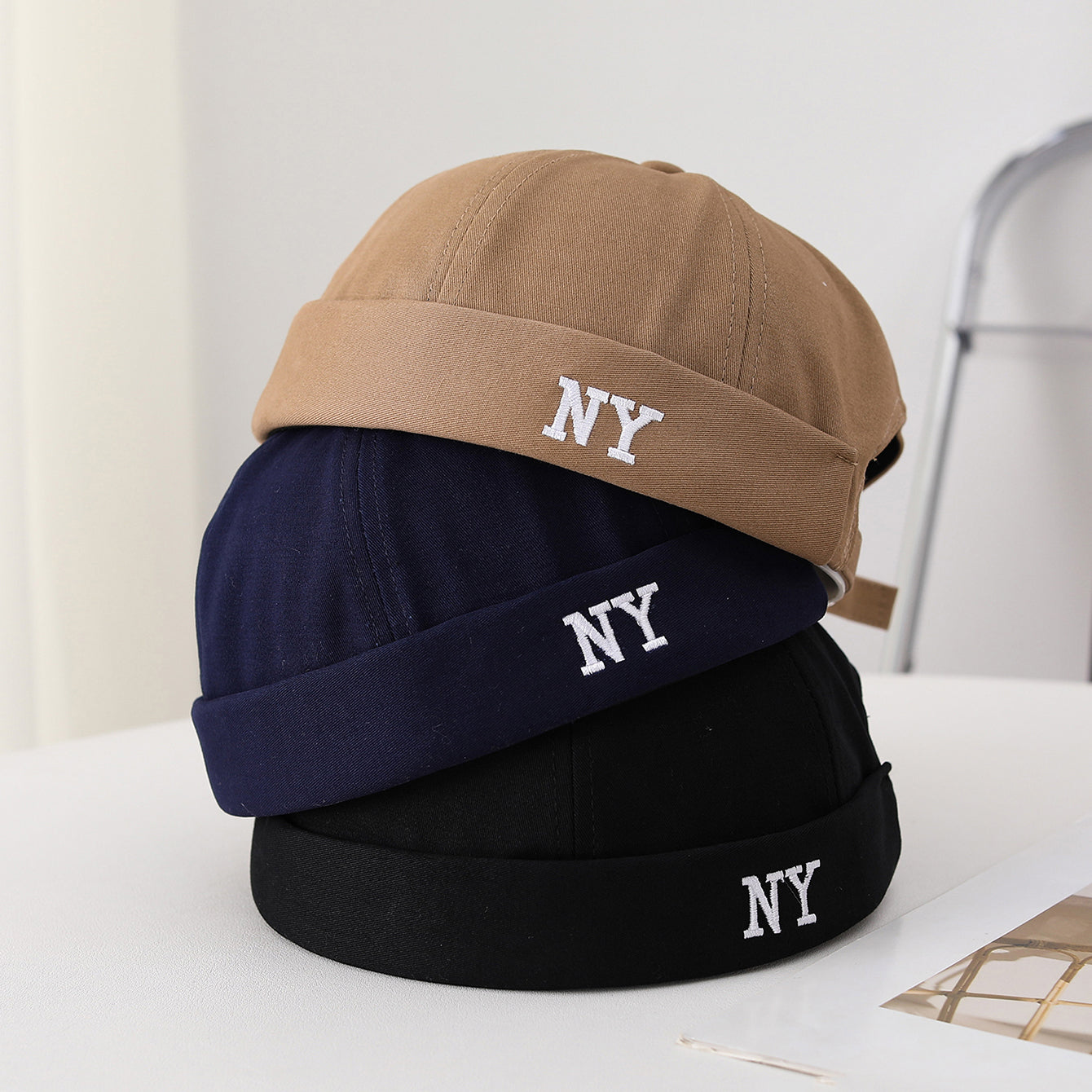 Homme monocolore brodé Lettre NY Ajustable Trendy Style Bohemian Chapeau Landlord