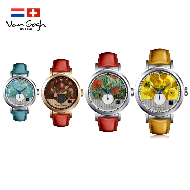 Van Gogh Petites Secondes Bracelet en cuir à main Montres pour femmes