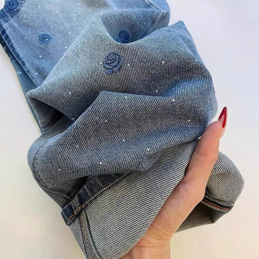 Jeans brodés et en Strass brodés de style américain