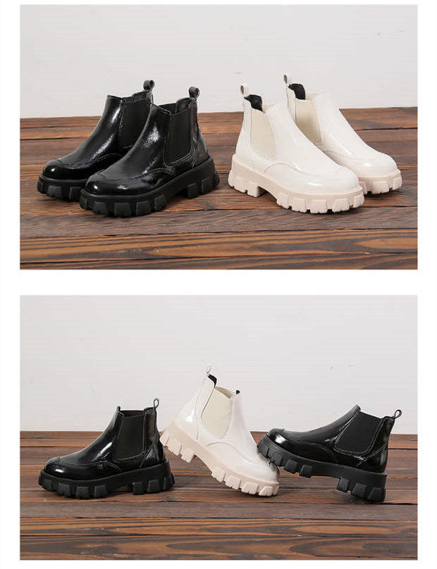 Bottes en cuir verni avec talon de haie