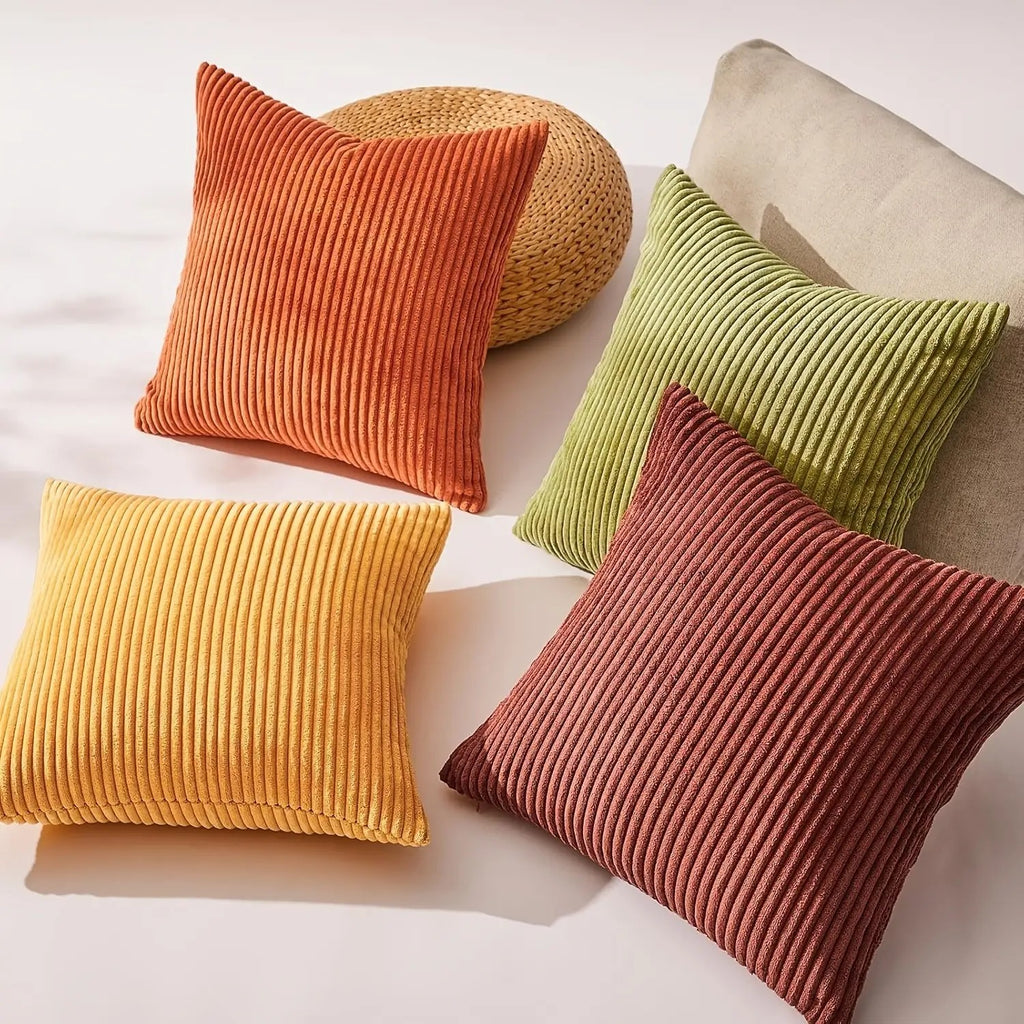 Accueil Couleur solide Long Stripe Corn Stripe Dos Oreiller rayé