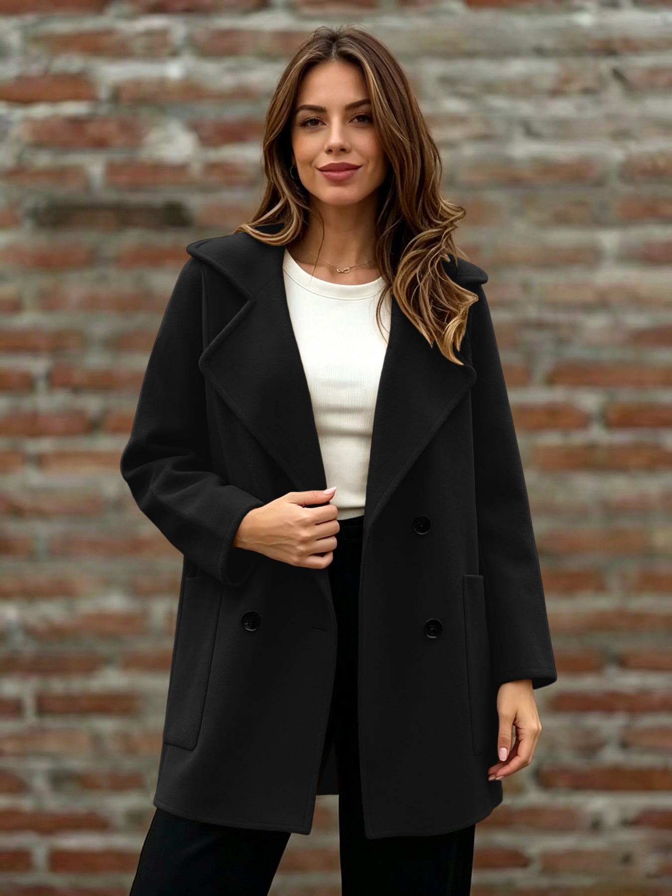 Manteau de laine à double-bras