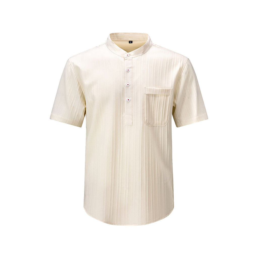 Jiana Été Chemise Homme à manches courtes avec Henry Collar