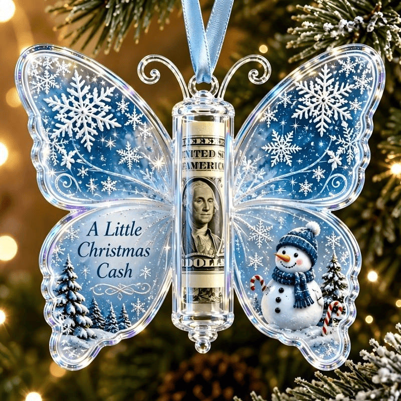 Ornement cadeau en espèces de Noël papillon