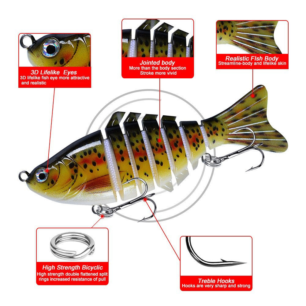 10cm Lure Baignoire de pêche en plastique Bâton dur Poisson multi-sections avec 7 segments