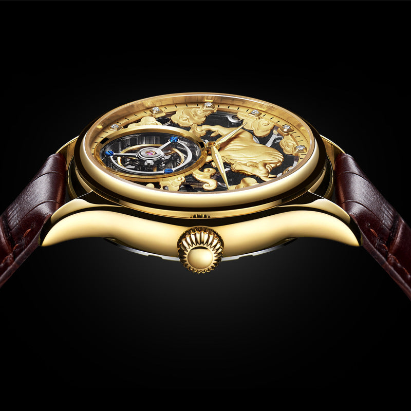 Montre mécanique en verre gemme double face