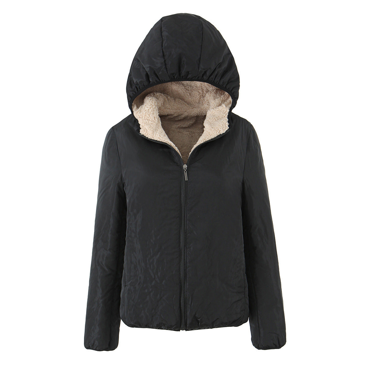 Manteau à capuche en coton rembourré de taille moyenne pour femmes